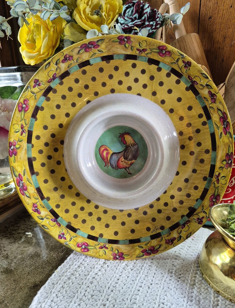 ❤️‍🔥 Evergreen Earth Aware Bamboo Melimine Plastic Rooster Chicken Platter Tray